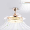 INVISIBLE CEILING FAN CHANDELIER CRYSTAL AND REMOTE CONTROL 4 RETRACTABLE ABS BLADES - WARM WHITE - Image 3