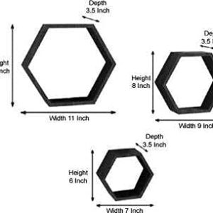Alternative view of Lenakel Sizkon Engineered Wood Hexagon Shape Wall Shelf for Living Room & Bed Room - Set of 6 (White)