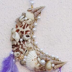 Alternative view of Unknown Yuvicreations, Moon Shape, Sea Shell Dream Catcher, Fine Quality Feathers. Lavender(Pack Of 1)