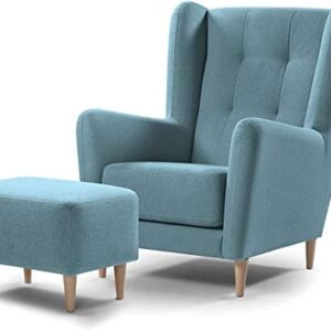 Alternative view of A to Z Furniture Wing Chair for Living Room Bedroom High Back Arm Chair Cushioned Lounge Chair Single Seater Sofa |Luxury Rest Chair Arm Chair (Light Blue)