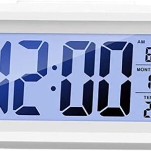 Alternative view of DICTA - Digital Alarm Clock White Smart Back Light Battery Operated Table Clock with Automatic Sensor