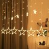 Desidiya 12 Stars 138 Led Curtain String Lights Window Curtain Lights With 8 Flashing Modes Decoration For Christmas, Wedding, Party, Home, Patio Lawn Warm White (138 Led-Star, Copper, Pack of 1) - Image 2
