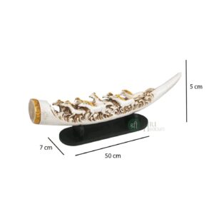 Alternative view of Shri Handicrafts 15" Decorative Resin 7 Horse Tusk Showpiece for Home Decoration (White)