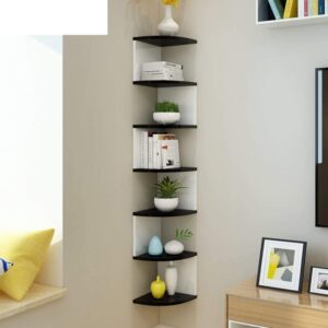 Alternative view of BEWROXIK Zig zag Corner Rack Shelf for Living and Bedroom Decoration Home Decor/Corner Decor (Large, Black/White) MDF (Medium Density Fiber)