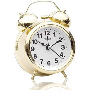 Alternative view of Maa Venture Twin Golden Bell Table Top Alarm Clock with Night LED Light Display Alarm Clock for Bedroom Heavy Sleepers Kids and Students for Heavy Sleepers Bedroom(Golden Vintage)