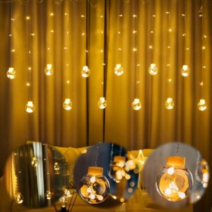 Alternative view of Gesto 8 Feet 12 Wishball LED Curtain String Lights Window Curtain Led Lights for Decoration with 8 Flashing Modes for Home Decoration,Christmas,Diwali Decoration