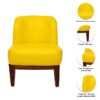 Timberly Upholstered Printed Single Seater Sofa Chair with Matching Cushion, Rest Chair for Living Room, Bedroom, Hall, Lounge and Balcony, Teak Wood, Fabric (Yellow) - Image 4
