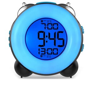 Alternative view of Banne Loud Alarm Clock Optional Alarm Dual Alarm Setting Snooze Function Night Light Bedside Battery Powered Clock (Black)