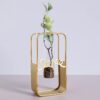 Bonhomie Gold Solid Rectangular Metal Glass Test Tube Flower Vase for Home Decor | Center Table Decorative Item for Living Room, Dining Table, Office, Bedroom | Pack of 1 (Without Flower) - Image 2