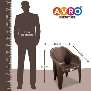 Alternative view of AVRO FURNITURE Set Of 2 Plastic Chairs | Matt And Gloss Pattern | Plastic Chairs For Home, Living Room| Bearing Capacity Up To 200Kg | Strong And Sturdy Structure | 1 Year Guarantee, Brown