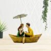 Romantic Love Boat Couple with Umbrella Gift Decorative Showpiece Valentine Day Wedding Anniversary - Image 2