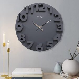 Alternative view of Random Wall Clock for Living Room, Bedroom, Home, Office, Kitchen| Wall Clocks for Home | Big Size Wall Clock with Glass|Designer Wall Clock for Home Decor |Quartz Movement|14- inch|RC-63338 |Grey