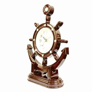Alternative view of E-DEAL Plastic Antique Look Abstract Analogue Table Clock (Brown)