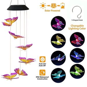 Alternative view of Natchcart Decorative Hanging Solar Butterfly Wind Chimes, LED Color Changing Outdoor Indoor Home & Balcony Decoration Waterproof Wind Mobile Lights for Home Patio Yard Garden Decor Great Gift Ideas (Solar Butterfly Wind Chime)