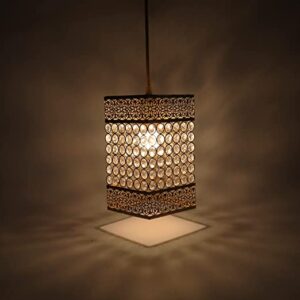 Alternative view of Homesake 60 Watts Hanging Lamps Golden Crystal Pendant Light, Floral Adjustable Light for Kitchen Dinning Room Bedroom, Leafy (Rectangular)