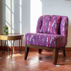 Alternative view of Timberly Upholstered Printed Single Seater Sofa Chair with Matching Cushion, Rest Chair for Living Room, Bedroom, Hall, Lounge and Balcony, Teak Wood, Fabric (Red)