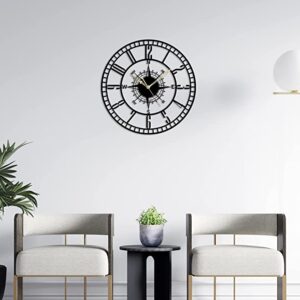 Alternative view of The Next Decor Stylish Round Metal Wall Clock Wall Décor for Living Study Hall Dining and Bedroom Roman Modern Time Piece for Home Office (Matte Black, 24 Inch)