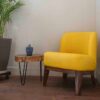 Timberly Upholstered Printed Single Seater Sofa Chair with Matching Cushion, Rest Chair for Living Room, Bedroom, Hall, Lounge and Balcony, Teak Wood, Fabric (Yellow) - Image 2