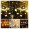 Desidiya 12 Stars 138 Led Curtain String Lights Window Curtain Lights With 8 Flashing Modes Decoration For Christmas, Wedding, Party, Home, Patio Lawn Warm White (138 Led-Star, Copper, Pack of 1) - Image 3