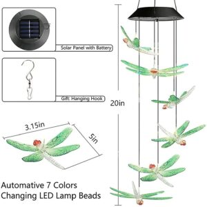 Alternative view of Natchcart Decorative Hanging Solar Dragonfly Wind Chimes, LED Color Changing Outdoor Indoor Home & Balcony Decoration Waterproof Wind Mobile Lights for Home Patio Yard Garden Decor Great Gift Ideas (Solar Dragonfly Wind Chime)