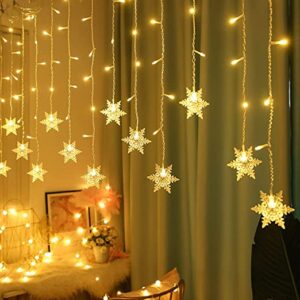 Alternative view of Quace Window Lights 20 Snowflakes Curtain Fairy Light Xmas Decoration for Indoor Party Bedroom (Warm White)
