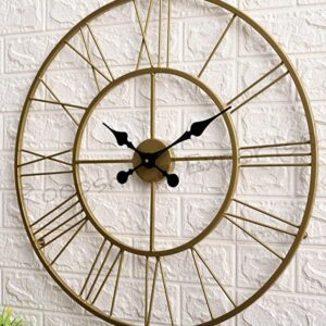 Alternative view of Vintage Clock Iron Hand-Crafted Large Brass Colour Wall Clock (60 x 60 cm)