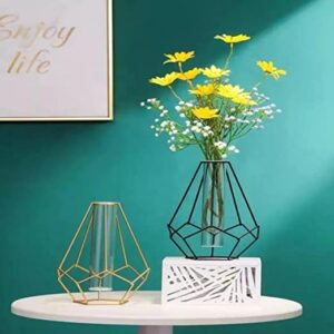 Alternative view of Aashralya™ Hexgon Shaped Metal Wire Glass Tube Vase for Home Decor (Pack of 1) (Black)