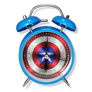 Alternative view of RIANZ Girl's and Boy's Metal Twin Bell Super Hero Table Alarm Clock (Blue)