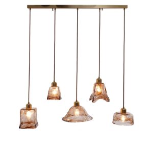 Alternative view of KAPOOR E-ILLUMINATIONS Larmes 5 Light Gold Glass & Metal Chandelier