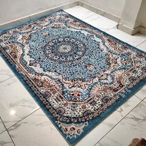Alternative view of Silk Persian Traditional Designer Carpets for Living Room, Size 4 x 6 Feet [120 x 180 cm], Super Blue