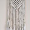Kasba Cotton Wall Hanging for livingroom Decoration | Bohemian Geometric Theme | Cotton Dream Catcher | Bohemian Wall Decor | Handmade (3 feet, White with Green Lines) - Image 2