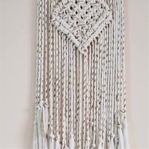 Alternative view of Kasba Cotton Wall Hanging for livingroom Decoration | Bohemian Geometric Theme | Cotton Dream Catcher | Bohemian Wall Decor | Handmade (3 feet, White with Green Lines)