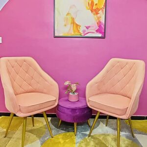 Alternative view of My Art Design - Pair of 2 Stylish, High Back Modern, Elegant & Comfortable Velvet Arm Shell Chairs (2 Chairs) (Pink)