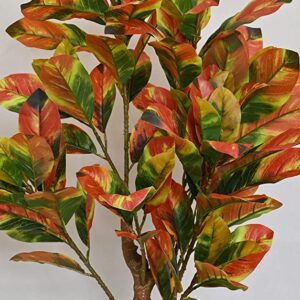 Alternative view of Blooming Floret Artificial Croton Tree | with Basic Black Pot | Ornamental Plant for Interior Decor/Home Decor/Office Decor | Indoor Tropical Plant | Durable