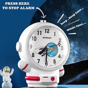 Alternative view of RIANZ Outer Space Astronaut Night Light Table Alarm Clock for Kids and Adults – with Two Different Alarm Tones (Multi Color)