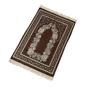 Alternative view of Trendy Retail Portable Polyester Muslim Prayer Rug Ramadan Tassel Carpet Mat Dark Brown
