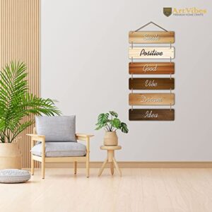 Alternative view of Artvibes Designer Wooden Wall Hanger , MDF Wood, Decorative, for Home Decor, Office (WH_3204N, Multicolour, Motivational) - Set of 6