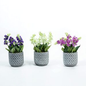 Alternative view of &BLOOMS Set of 3 Artificial Ceramic Flower Pot for Home Office Decoration Brazilian Lilacs Natural Looking Artificial Flower in Moroccan Pot-Size-19X14 CM