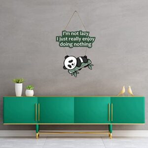 Alternative view of Artvibes Lazy Panda Printed Wooden Wall Hanging with Quotes for Home Decor | Office | Gifts | Living Room | Bedroom | Wooden Decorative Items | Modern Painting | Artworks Wall Hangings (WH_5701N)
