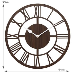 Alternative view of Webelkart Roman Beautiful Round Wood Wall Clock without Glass (12 Inch x 12 Inch, Brown)