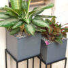 Gravel Grey Metal Pot with Stand (Set of 2) - Image 2