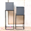 Gravel Grey Metal Pot with Stand (Set of 2) - Image 3