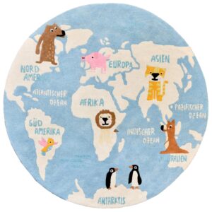 Alternative view of World Map Hand Tufted Kids Rug with Backing