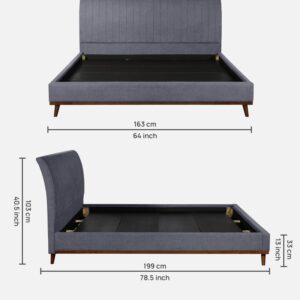 Alternative view of Alonso Upholstered Queen Size Bed in Dark Grey Colour