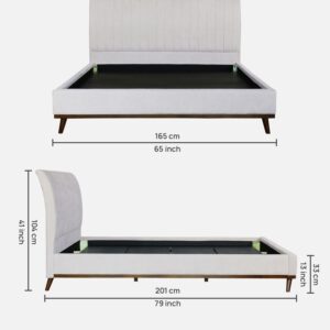 Alternative view of Alonso Upholstered Queen Size Bed in Light Beige Colour