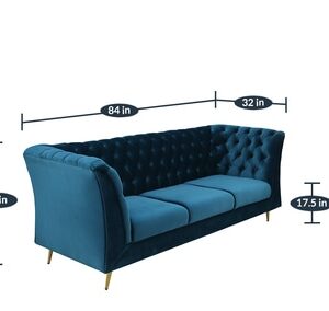 Alternative view of Azalea 3 Seater Velvet Sofa In Teal Blue Colour