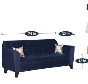 Alternative view of Bali 3 Seater Sofa In Velvet Blue Colour