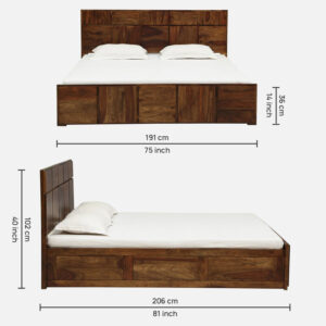 Alternative view of Bergen Solid Wood King Size Bed With Box Storage In Provincial Teak Finish