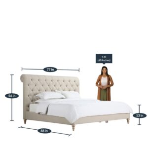 Alternative view of Cesar King Size Upholstered Bed in Beige Colour