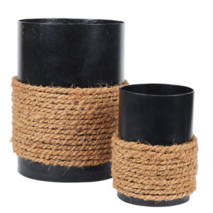 Alternative view of Charcoal Black in Jute Metal Pot